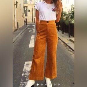 Zara Mustard Corduroy wide leg Pants